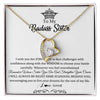 Forever Love Necklace 18K Yellow Gold Finish | Personalized To My Sister Necklace From Sister Brother Straighten Your Crown Sister Pendant Jewelry Birthday Christmas Customized Gift Box Message Card | teecentury