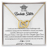 Interlocking Hearts Necklace 18K Yellow Gold Finish | Personalized To My Sister Necklace From Sister Brother Straighten Your Crown Sister Pendant Jewelry Birthday Christmas Customized Gift Box Message Card | teecentury