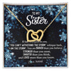 Interlocking Hearts Necklace 18K Yellow Gold Finish | Personalized To My Sister Necklace From Sister Brother Whisper Back I Am The Storm Sister Pendant Jewelry Birthday Graduation Christmas Customized Message Card | teecentury