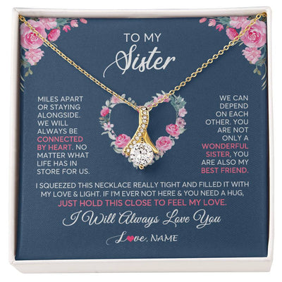 Alluring Beauty Necklace 18K Yellow Gold Finish | 1 | Personalized To My Sister Necklace From Sister You Are Also My Best Friend Sister Birthday Graduation Christmas Jewelry Customized Gift Box Message Card | teecentury