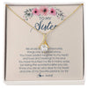 Alluring Beauty Necklace 18K Yellow Gold Finish | Personalized To My Sister Necklace On Her Wedding Day We Share So Many Memories Sister Jewelry Birthday Graduation Christmas Customized Gift Box Message Card | teecentury