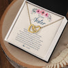 Interlocking Hearts Necklace 18K Yellow Gold Finish | Personalized To My Sister Necklace On Her Wedding Day We Share So Many Memories Sister Jewelry Birthday Graduation Christmas Customized Gift Box Message Card | teecentury