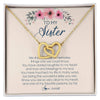Interlocking Hearts Necklace 18K Yellow Gold Finish | Personalized To My Sister Necklace On Her Wedding Day We Share So Many Memories Sister Jewelry Birthday Graduation Christmas Customized Gift Box Message Card | teecentury