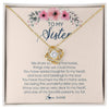 Love Knot Necklace 18K Yellow Gold Finish | Personalized To My Sister Necklace On Her Wedding Day We Share So Many Memories Sister Jewelry Birthday Graduation Christmas Customized Gift Box Message Card | teecentury