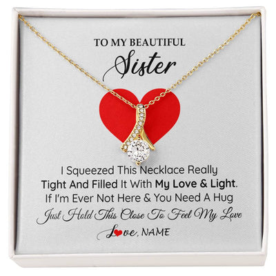 Alluring Beauty Necklace 18K Yellow Gold Finish | 1 | Personalized To My Sister Necklace from Brother Sister I Squeezed This Necklace Sister Birthday Graduation Christmas Customized Gift Box Message Card | teecentury