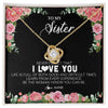 Love Knot Necklace 18K Yellow Gold Finish | Personalized To My Sister Necklace from Brother Sister Never Forget I Love You Floral Jewelry for Sister Birthday Graduation Christmas Customized Message Card | teecentury