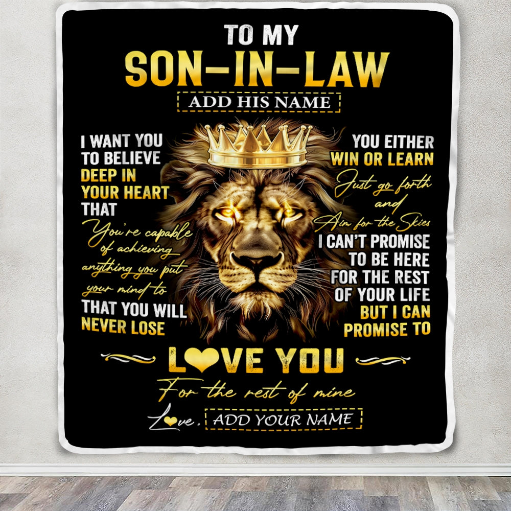 Personalized To My Son-In-Law Gifts Blanket From Mother-In-Law Father-In Law You Will Never Lose Lion Son In Law Birthday Christmas Custom Fleece Blanket | teecentury