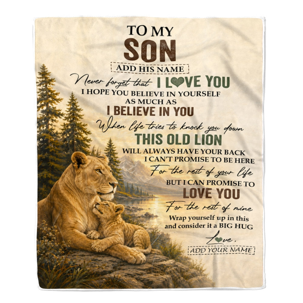 Personalized To My Son Birthday Gifts From Mom Mother This Old Lion Blanket Son Gifts Graduation Christmas Gift Ideas For Men Customized Fleece Throw Blanket | teecentury