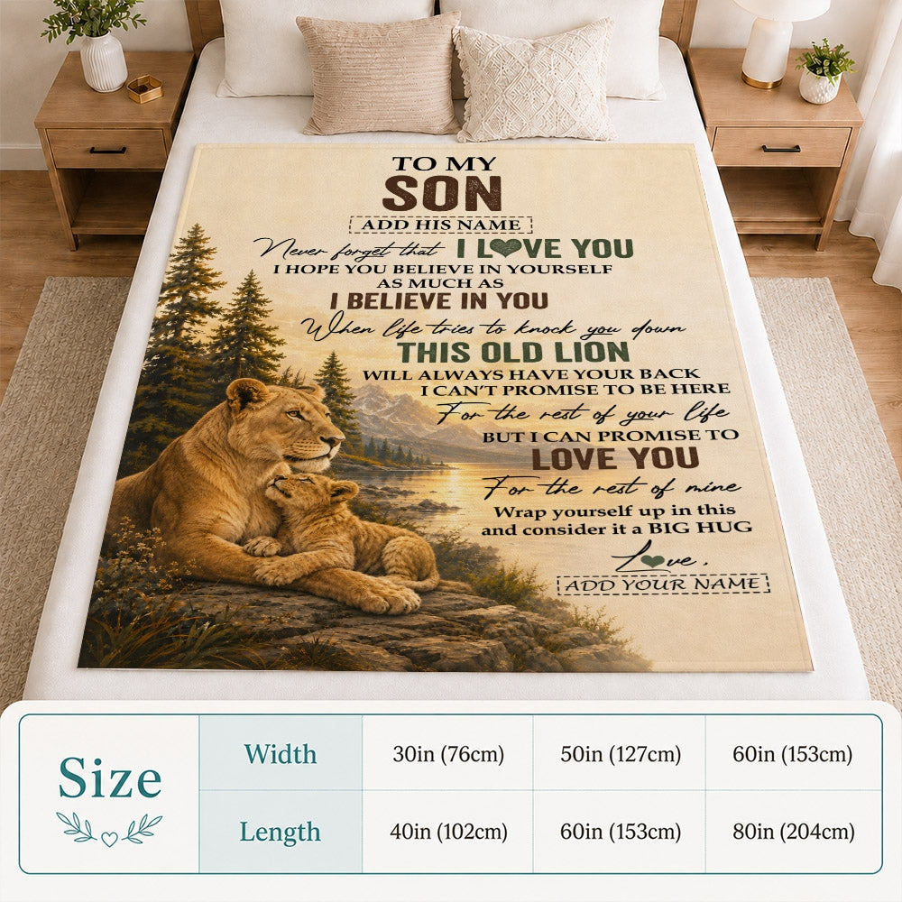 Personalized To My Son Birthday Gifts From Mom Mother This Old Lion Blanket Son Gifts Graduation Christmas Gift Ideas For Men Customized Fleece Throw Blanket | teecentury
