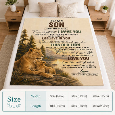 Personalized To My Son Birthday Gifts From Mom Mother This Old Lion Blanket Son Gifts Graduation Christmas Gift Ideas For Men Customized Fleece Throw Blanket | teecentury