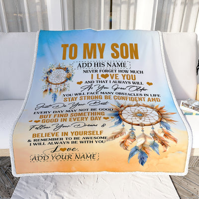 Personalized To My Son Blanket Dream Catcher I Love You Forever From Mom Dad Son Birthday Gifts Christmas Thanksgiving Graduation Customized Fleece Blanket | teecentury
