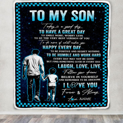 Personalized To My Son Blanket From Dad Father Every Day Laugh Love Live Dad Son Birthday Gifts Graduation Christmas Customized Fleece Throw Blanket | teecentury