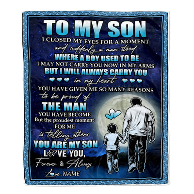 Personalized To My Son Blanket From Dad Father I Closed My Eyes For A Moment Son Birthday Thanksgiving Graduation Christmas Customized Fleece Blanket | teecentury