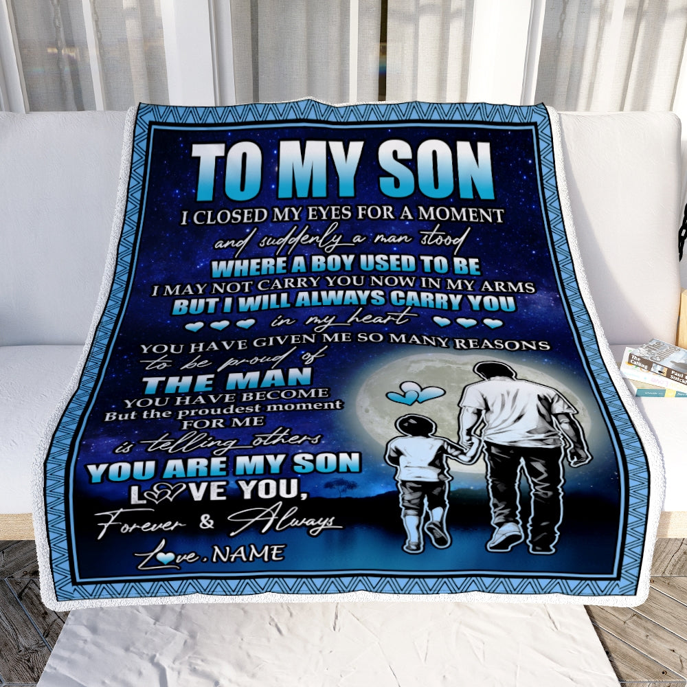 Personalized To My Son Blanket From Dad Father I Closed My Eyes For A Moment Son Birthday Thanksgiving Graduation Christmas Customized Fleece Blanket | teecentury