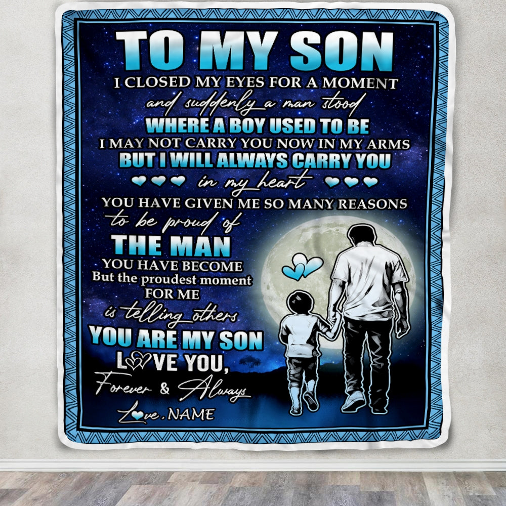 Personalized To My Son Blanket From Dad Father I Closed My Eyes For A Moment Son Birthday Thanksgiving Graduation Christmas Customized Fleece Blanket | teecentury