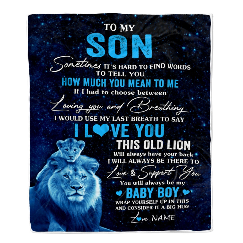 Personalized To My Son Blanket From Dad Father I Love You This Old Lion Son Birthday Graduation Christmas Customized Fleece Throw Blanket | teecentury