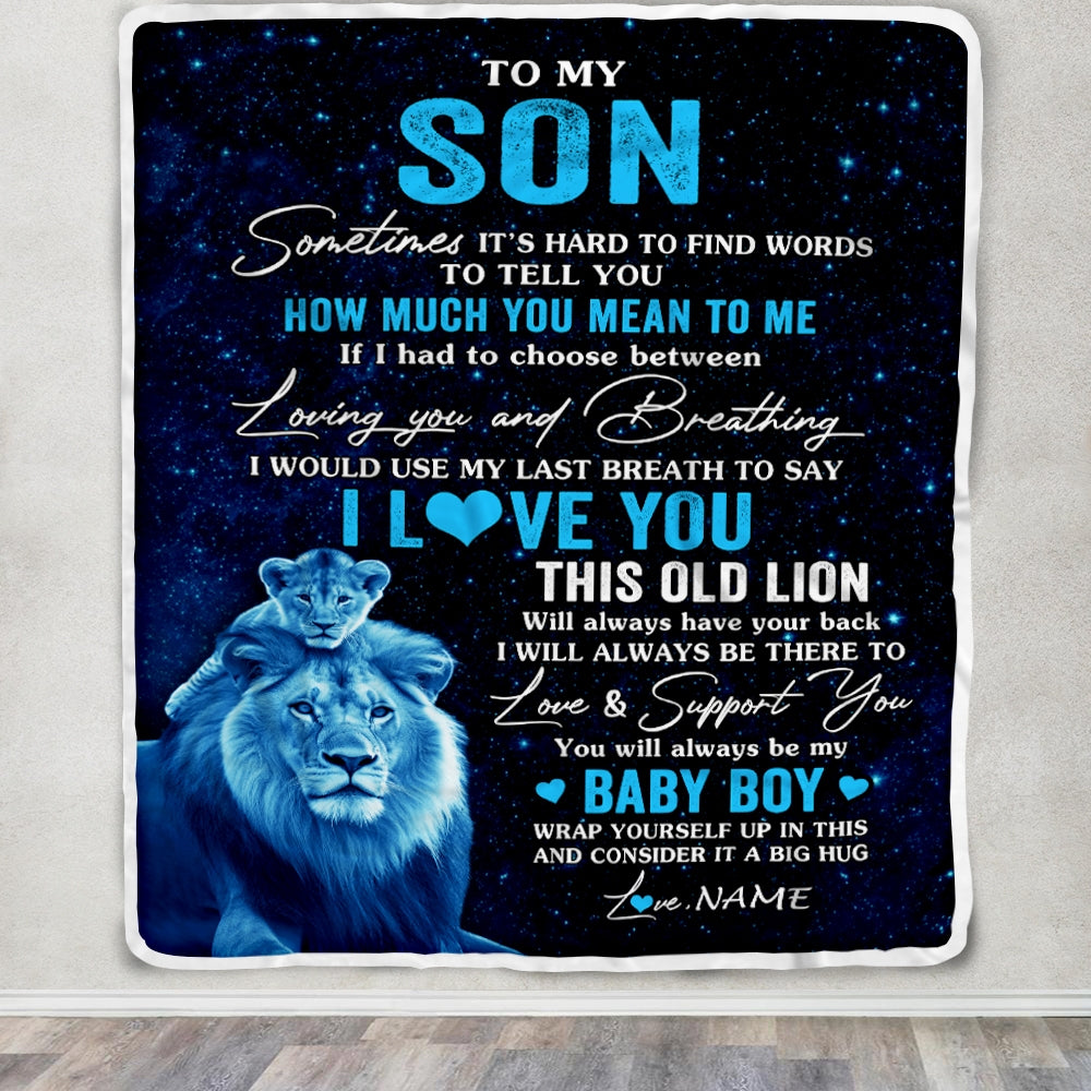 Personalized To My Son Blanket From Dad Father I Love You This Old Lion Son Birthday Graduation Christmas Customized Fleece Throw Blanket | teecentury
