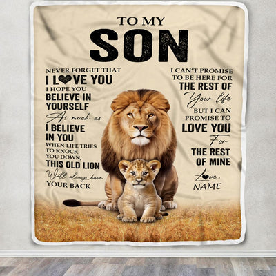 Personalized To My Son Blanket From Dad Father Lion Never Forget That I Love You Son Birthday Gifts Graduation Christmas Customized Fleece Throw Blanket | teecentury