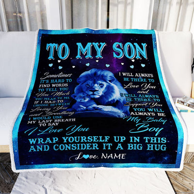 Personalized To My Son Blanket From Dad Father Sometimes It's Hard Lion Son Gift Birthday Graduation Christmas Custom Customized Fleece Throw Blanket | teecentury