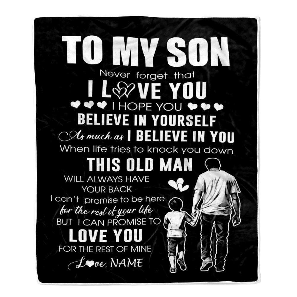 Personalized To My Son Blanket From Dad Father This Old Man Love You Son Birthday Gifts Graduation Christmas Customized Bed Fleece Throw Blanket | teecentury