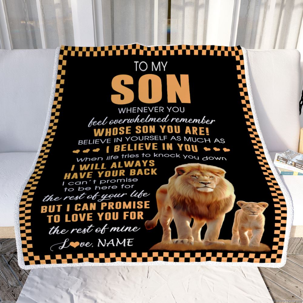 Personalized To My Son Blanket From Dad Father Whenever You Feel Lion Son Birthday Gifts Graduation Christmas Customized Bed Fleece Throw Blanket | teecentury