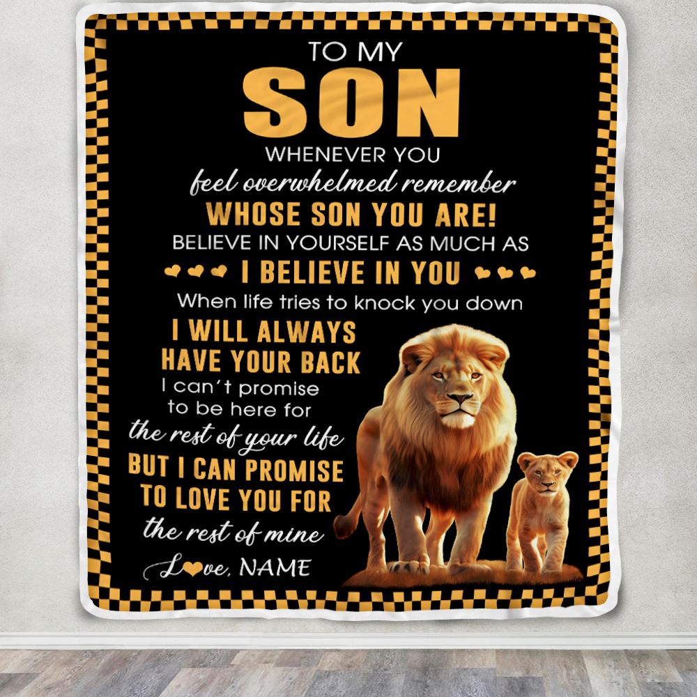 Personalized To My Son Blanket From Dad Father Whenever You Feel Lion Son Birthday Gifts Graduation Christmas Customized Bed Fleece Throw Blanket | teecentury