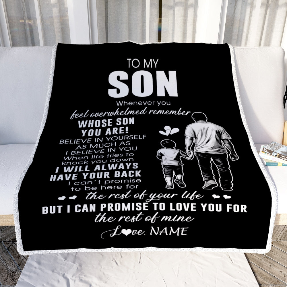 Personalized To My Son Blanket From Dad Father Whenever You Feel Overwhelmed Son Birthday Graduation Christmas Customized Fleece Throw Blanket | teecentury