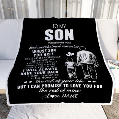 Personalized To My Son Blanket From Dad Father Whenever You Feel Overwhelmed Son Birthday Graduation Christmas Customized Fleece Throw Blanket | teecentury