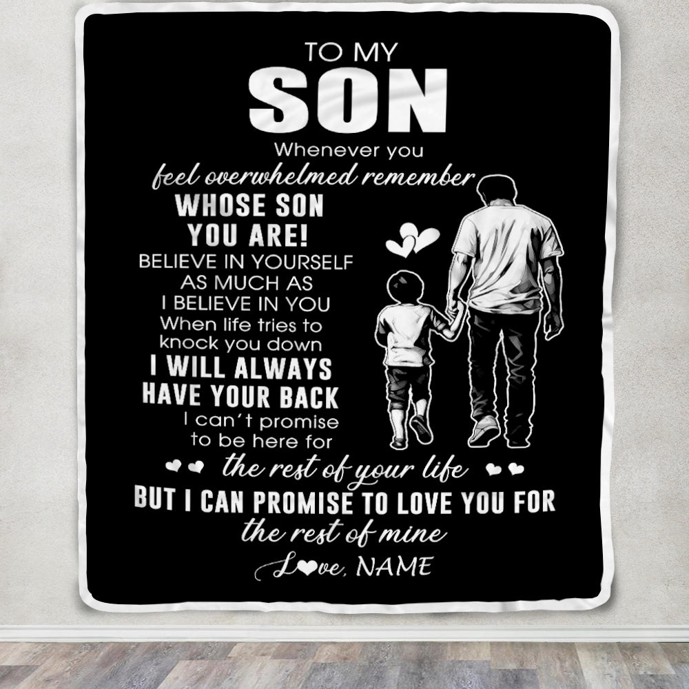 Personalized To My Son Blanket From Dad Father Whenever You Feel Overwhelmed Son Birthday Graduation Christmas Customized Fleece Throw Blanket | teecentury