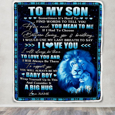 Personalized To My Son Blanket From Dad Father You Mean Yo Me My Baby Boy Lion Son Birthday Graduation Christmas Customized Fleece Throw Blanket | teecentury