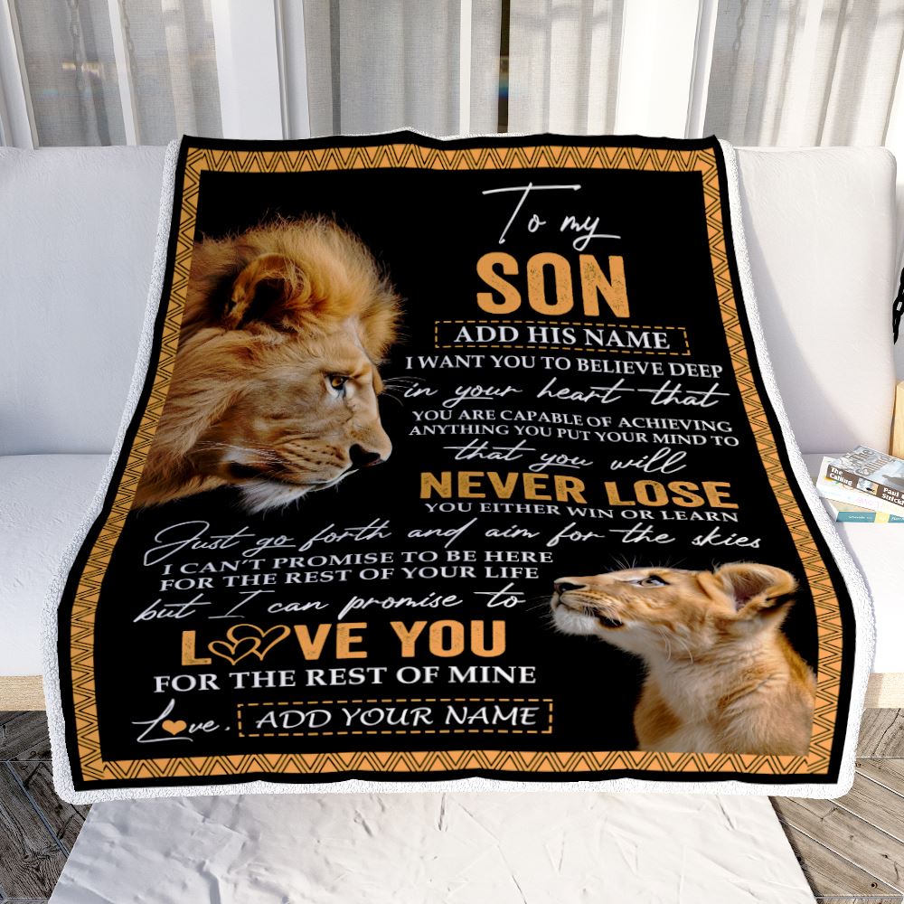 Personalized To My Son Blanket From Dad Father You Will Never Lose Lion Son Birthday Gifts Graduation Christmas Customized Fleece Throw Blanket | teecentury