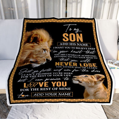 Personalized To My Son Blanket From Dad Father You Will Never Lose Lion Son Birthday Gifts Graduation Christmas Customized Fleece Throw Blanket | teecentury
