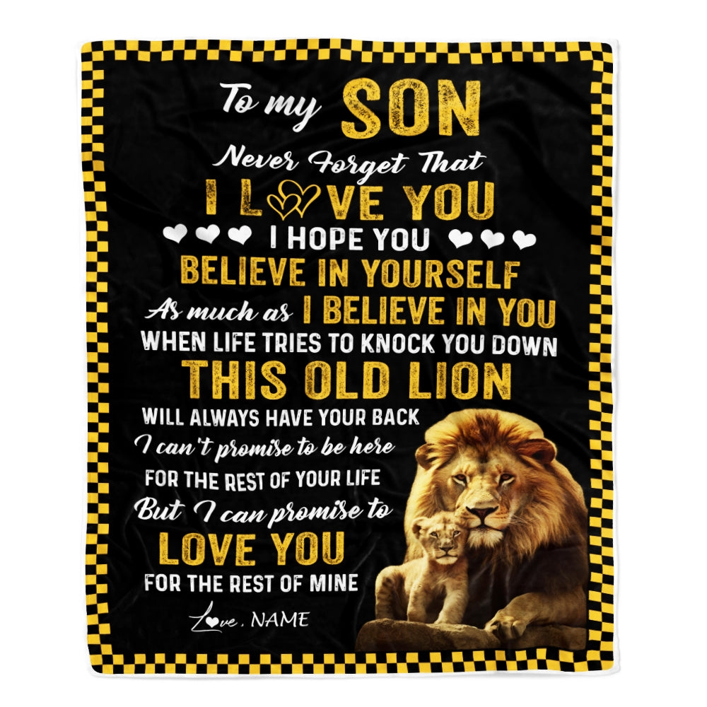 Personalized To My Son Blanket From Dad This Old Lion Love You Son Birthday Graduation Christmas Customized Fleece Blanket Blanket | Teecentury.com