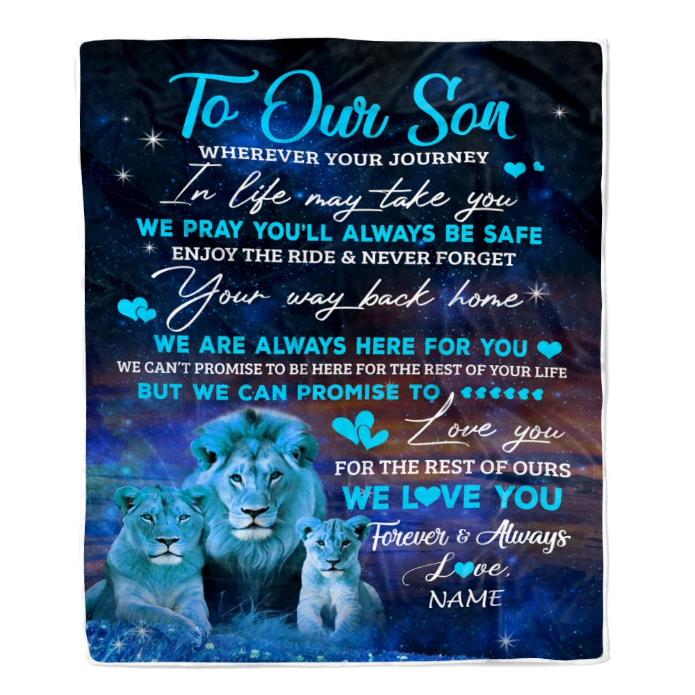 Personalized To My Son Blanket From Mom And Dad We Love You Forever And Always Lion Son Birthday Thanksgiving Christmas Customized Fleece Throw Blanket Blanket | Teecentury.com