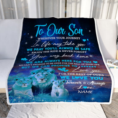 Personalized To My Son Blanket From Mom And Dad We Love You Forever And Always Lion Son Birthday Thanksgiving Christmas Customized Fleece Throw Blanket Blanket | Teecentury.com