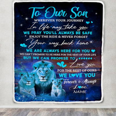 Personalized To My Son Blanket From Mom And Dad We Love You Forever And Always Lion Son Birthday Thanksgiving Christmas Customized Fleece Throw Blanket Blanket | Teecentury.com