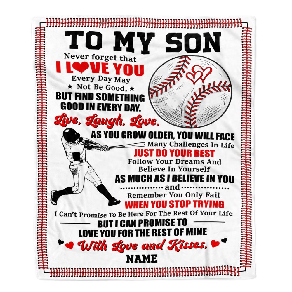 Personalized To My Son Blanket From Mom Dad Father I Believe In You  Baseball Son Birthday Graduation Christmas Customized Bed Fleece Throw  Blanket - Teecentury.com, image size:1000x1000