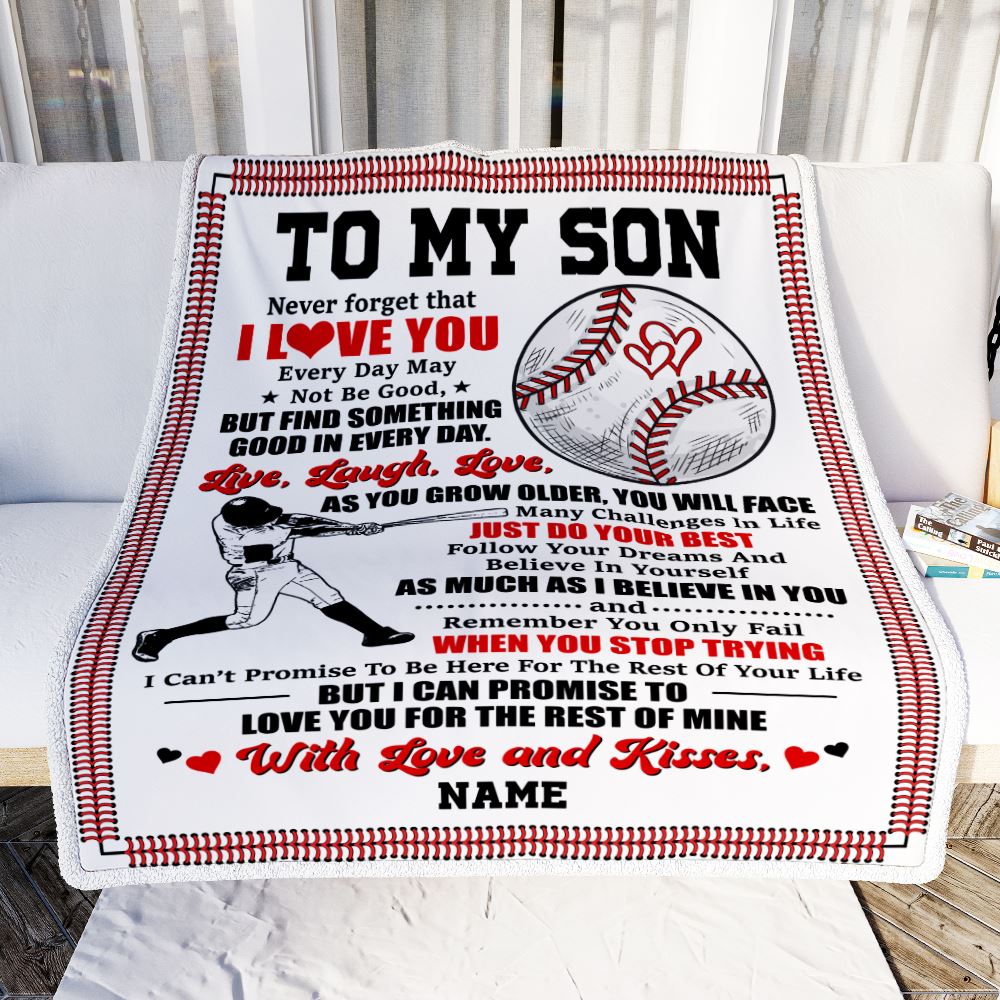 Personalized To My Son Blanket From Mom Dad Father I Believe In You Baseball Son Birthday Graduation Christmas Customized Bed Fleece Throw Blanket | teecentury