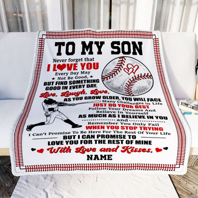 Personalized To My Son Blanket From Mom Dad Father I Believe In You Baseball Son Birthday Graduation Christmas Customized Bed Fleece Throw Blanket | teecentury
