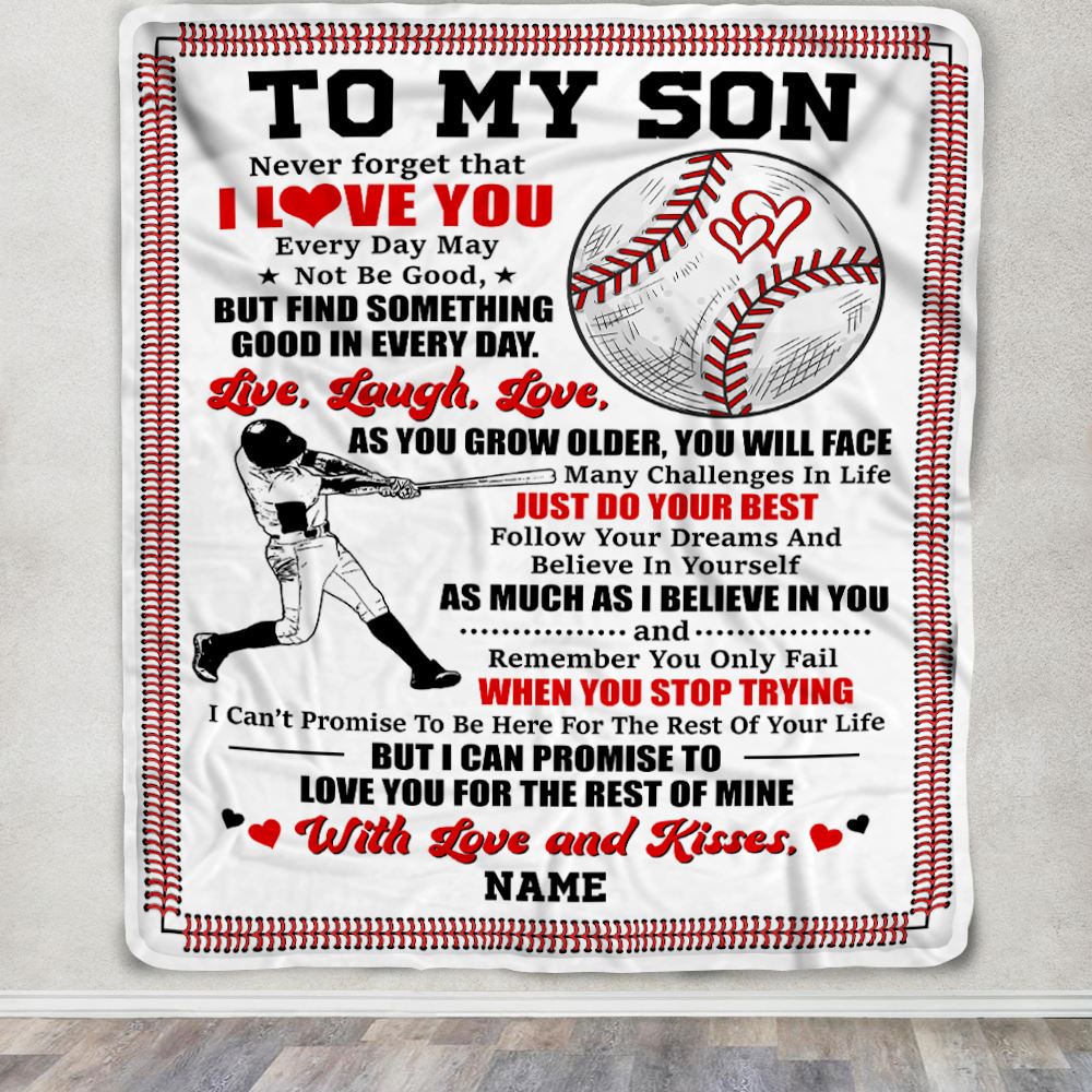 Personalized To My Son Blanket From Mom Dad Father I Believe In You Baseball Son Birthday Graduation Christmas Customized Bed Fleece Throw Blanket | teecentury