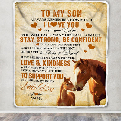 Personalized To My Son Blanket From Mom Dad Mother Always Remember I Love You Horse Son Birthday Graduation Christmas Customized Fleece Blanket | teecentury