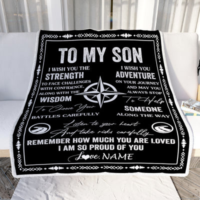 Personalized To My Son Blanket From Mom Dad Mother Father I Wish You The Strength Son Birthday Gifts Graduation Christmas Customized Fleece Throw Blanket | teecentury