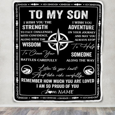 Personalized To My Son Blanket From Mom Dad Mother Father I Wish You The Strength Son Birthday Gifts Graduation Christmas Customized Fleece Throw Blanket | teecentury