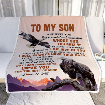 Personalized To My Son Blanket From Mom Dad Mother Father Whenever You Feel Eagle Son Birthday Gifts Graduation Christmas Customized Fleece Throw Blanket | teecentury