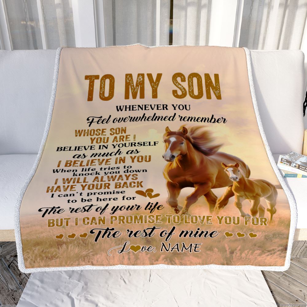 Personalized To My Son Blanket From Mom Dad Mother Father Whenever You Feel Horse Son Birthday Gifts Graduation Christmas Customized Fleece Throw Blanket | teecentury