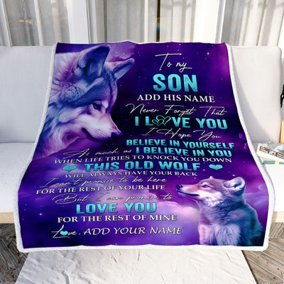Personalized To My Son Blanket From Mom Dad Mother Father Wolf Never Forget I Love You Son Birthday Gifts Graduation Christmas Customized Fleece Blanket | teecentury