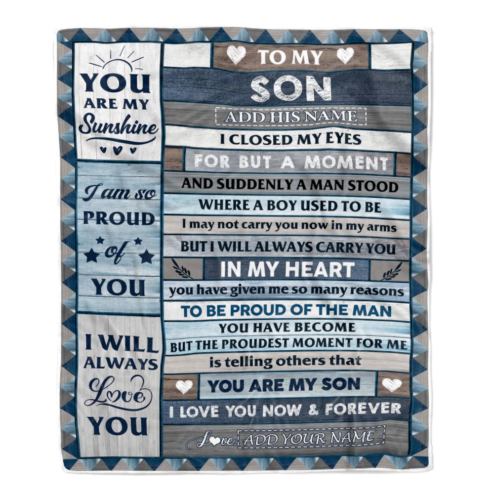 Personalized To My Son Blanket From Mom Dad Mother Wood I Closed My Eyes Gifts For Son Birthday Gifts Graduation Christmas Customized Fleece Throw Blanket | teecentury