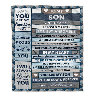 Personalized To My Son Blanket From Mom Dad Mother Wood I Closed My Eyes Gifts For Son Birthday Gifts Graduation Christmas Customized Fleece Throw Blanket | teecentury