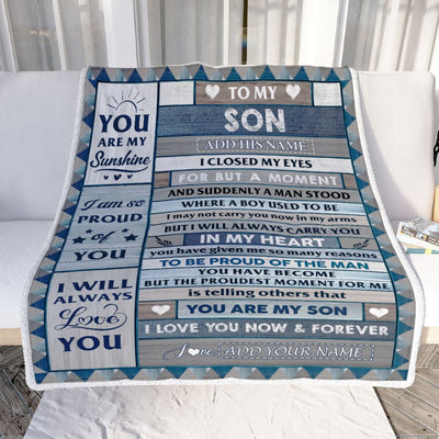 Personalized To My Son Blanket From Mom Dad Mother Wood I Closed My Eyes Gifts For Son Birthday Gifts Graduation Christmas Customized Fleece Throw Blanket | teecentury