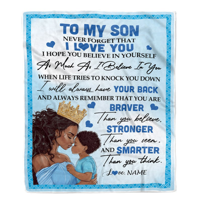 Personalized To My Son Blanket From Mom Mother African Black Women Never Foget That I Love You Son Birthday Graduation Christmas Customized Fleece Blanket | teecentury